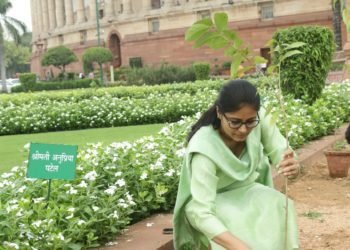Plantation in Parliament house by Anupriya Patel