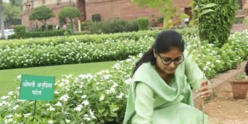 Plantation in Parliament house by Anupriya Patel